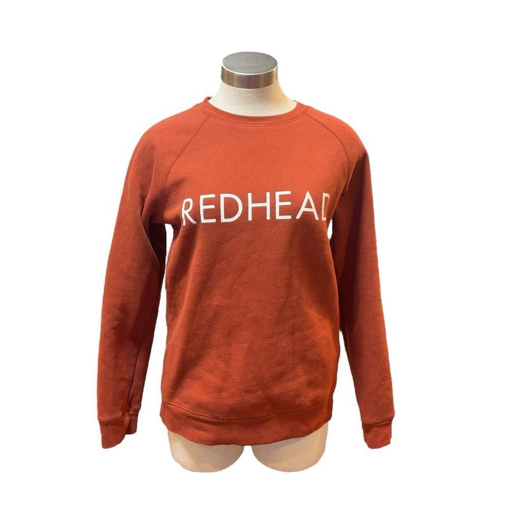 Brunette The Label Sweatshirt REDHEAD Rust Orange Crew Neck Sz. S/M
